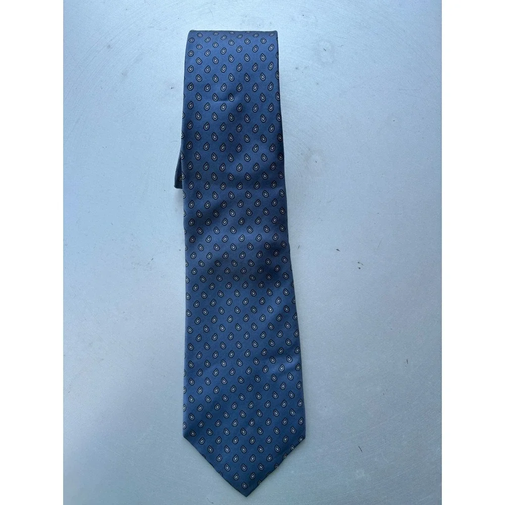 Jos A Bank Mens Blue Mini Paisley Silk Necktie Classic Teardrop Pattern Tie